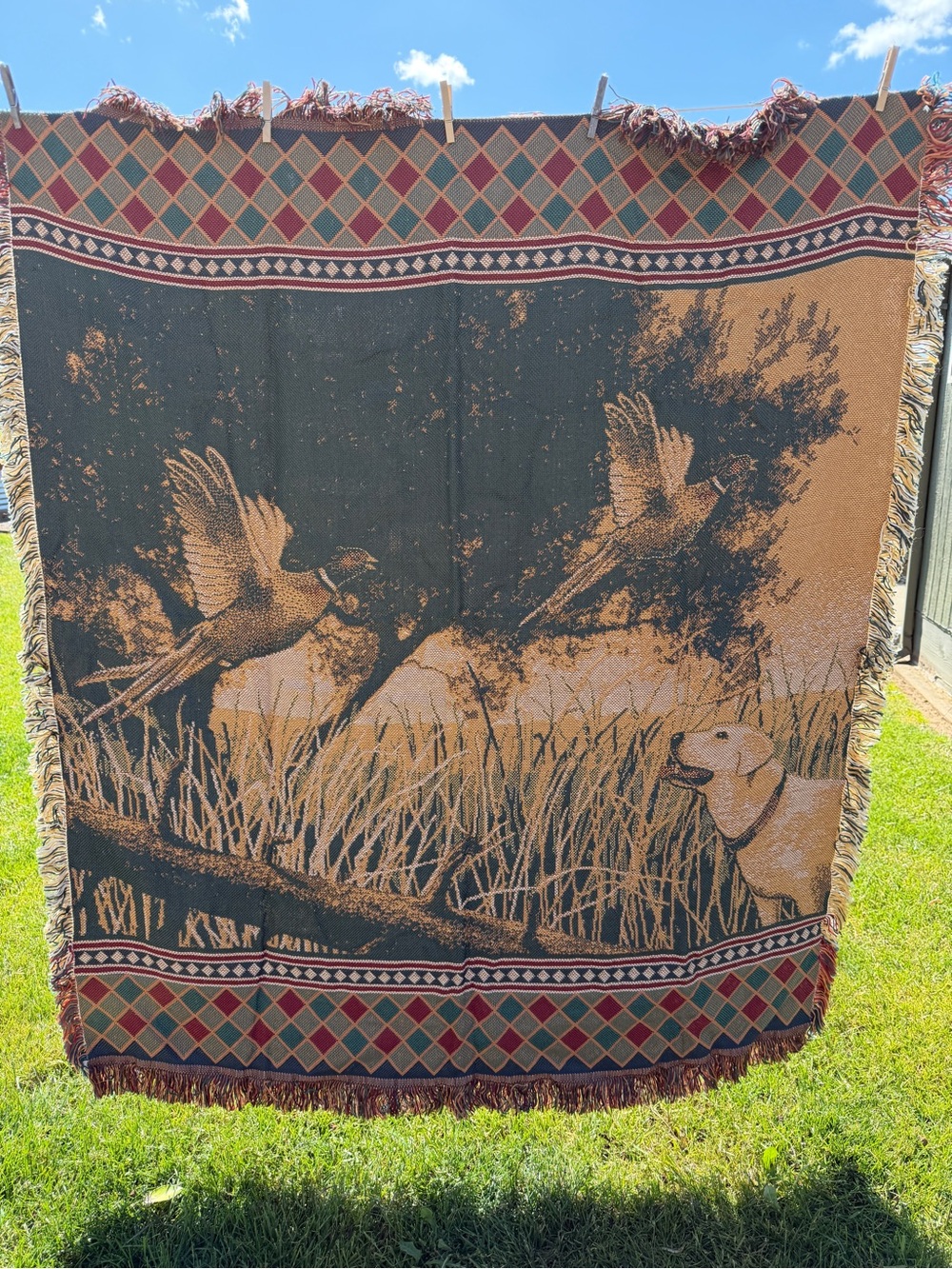 American Weavers Tapestry Throw Blanket Bird Dog Labrador Pheasant Hunting 60x50